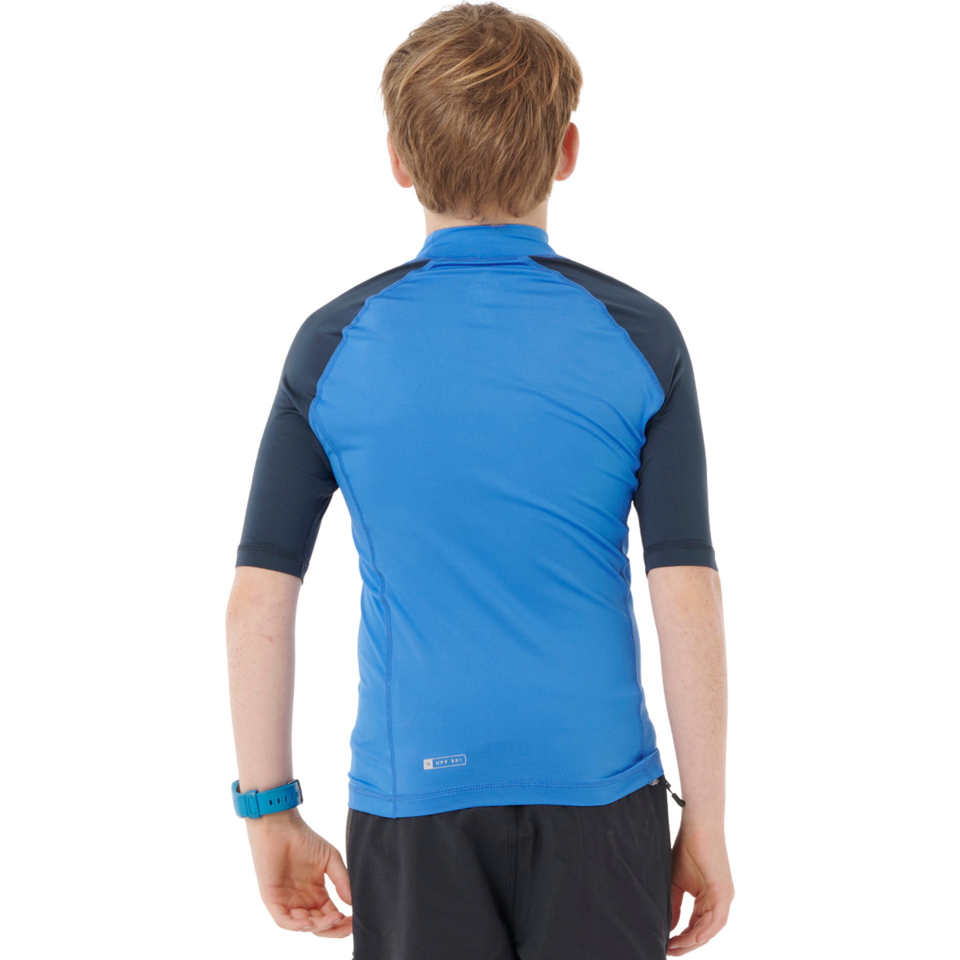 2026 Rip Curl Junior Shock UPF Short Sleeve Rash Vest 12UBRV - Blue Gum